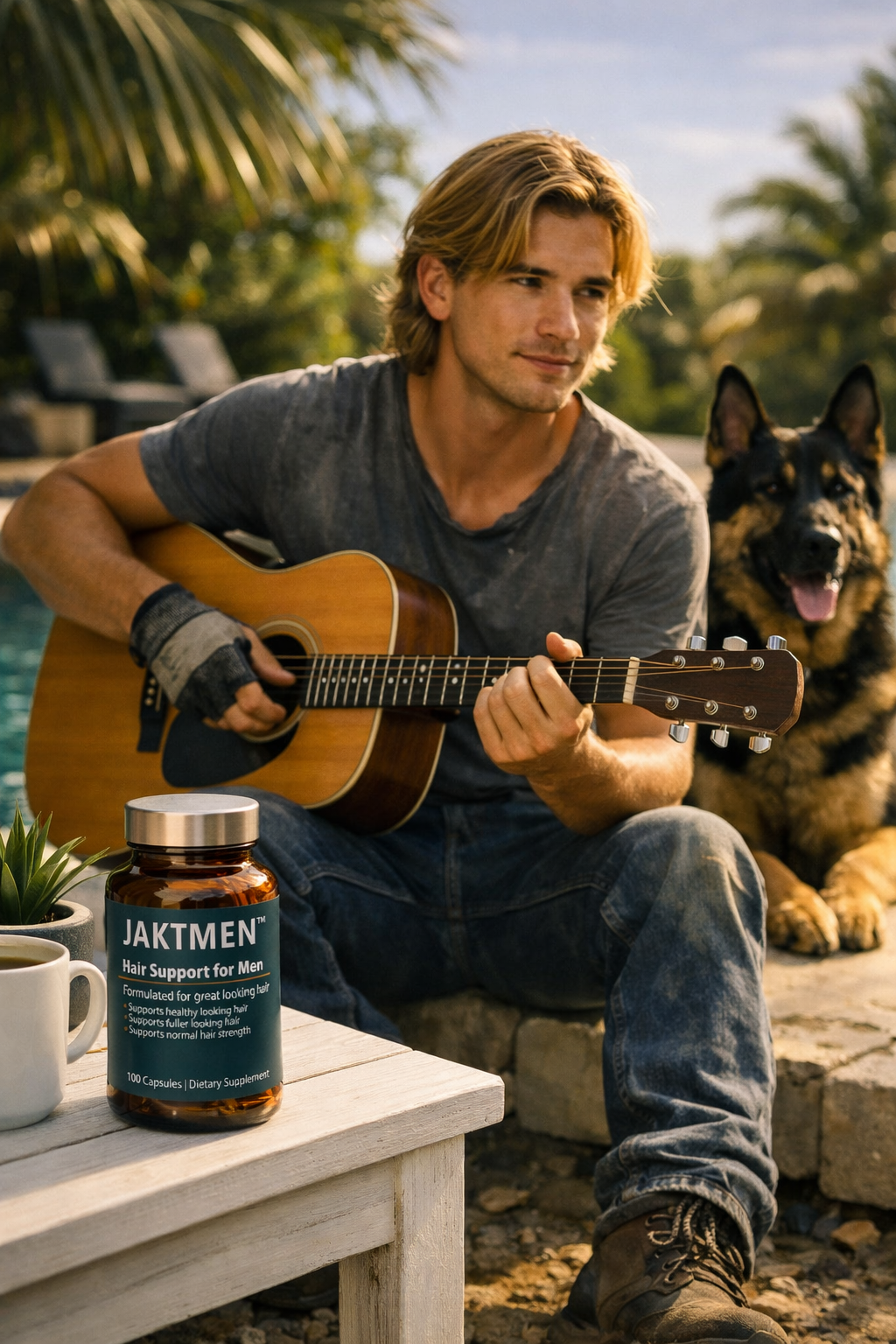 JAKTMEN’s daily hair support supplement that fits into work, rest, or play.