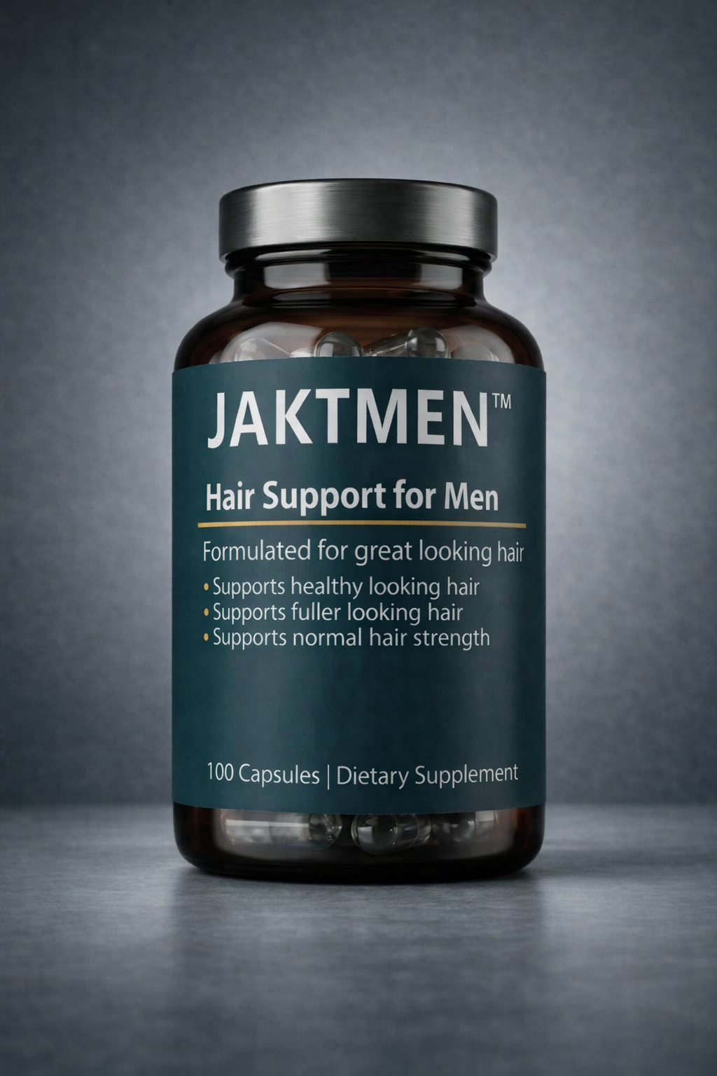 Bottle of JAKTMEN Hair Support for Men supplement 